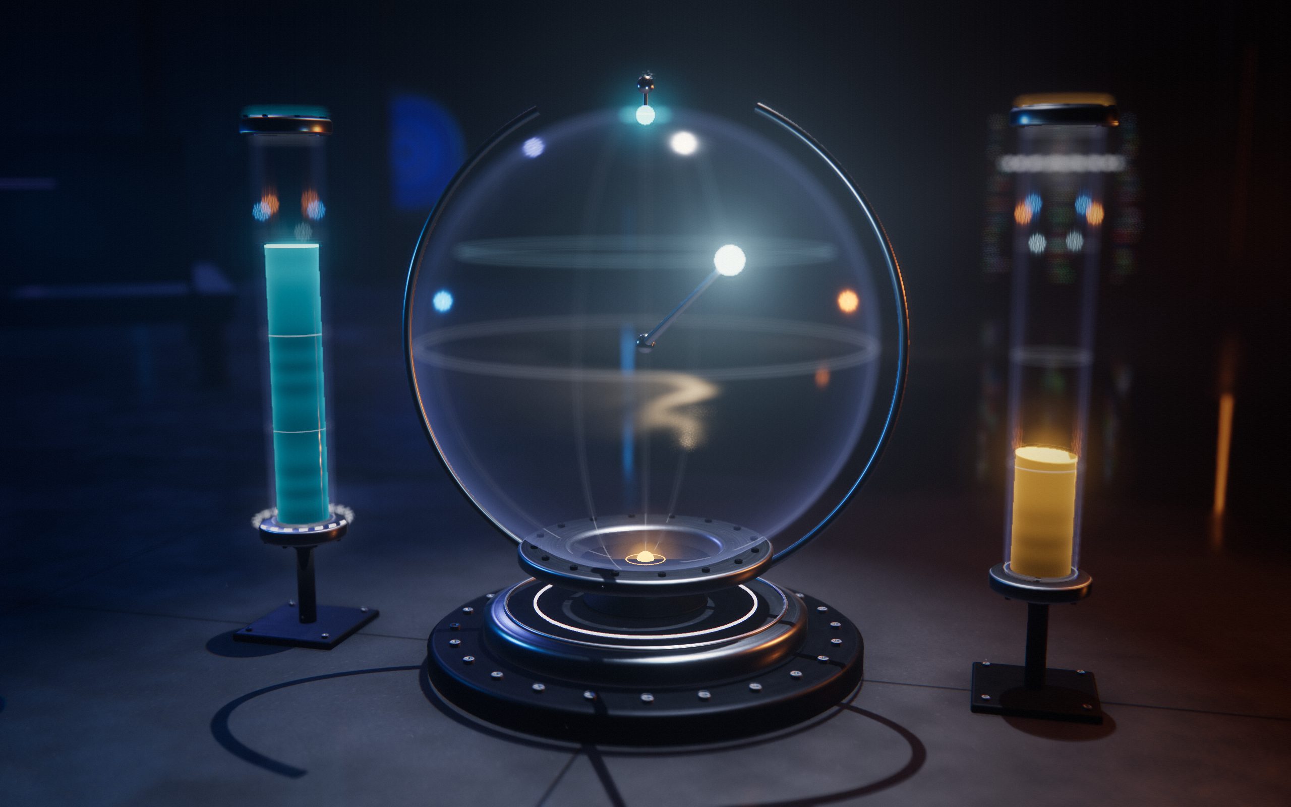 The qubit: a state on the Bloch sphere, between its measurement tubes